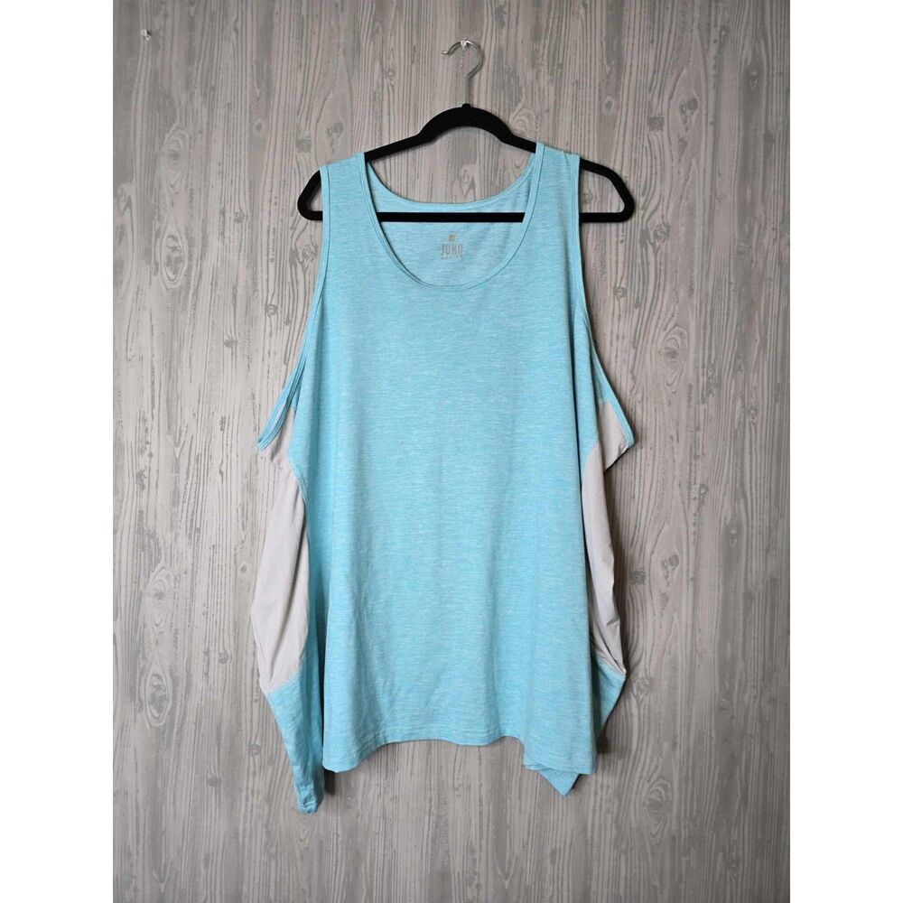 Juno Active Aqua Blue Sleeveless Tank Top Women’s Plus Size 5X Made in USA Stret